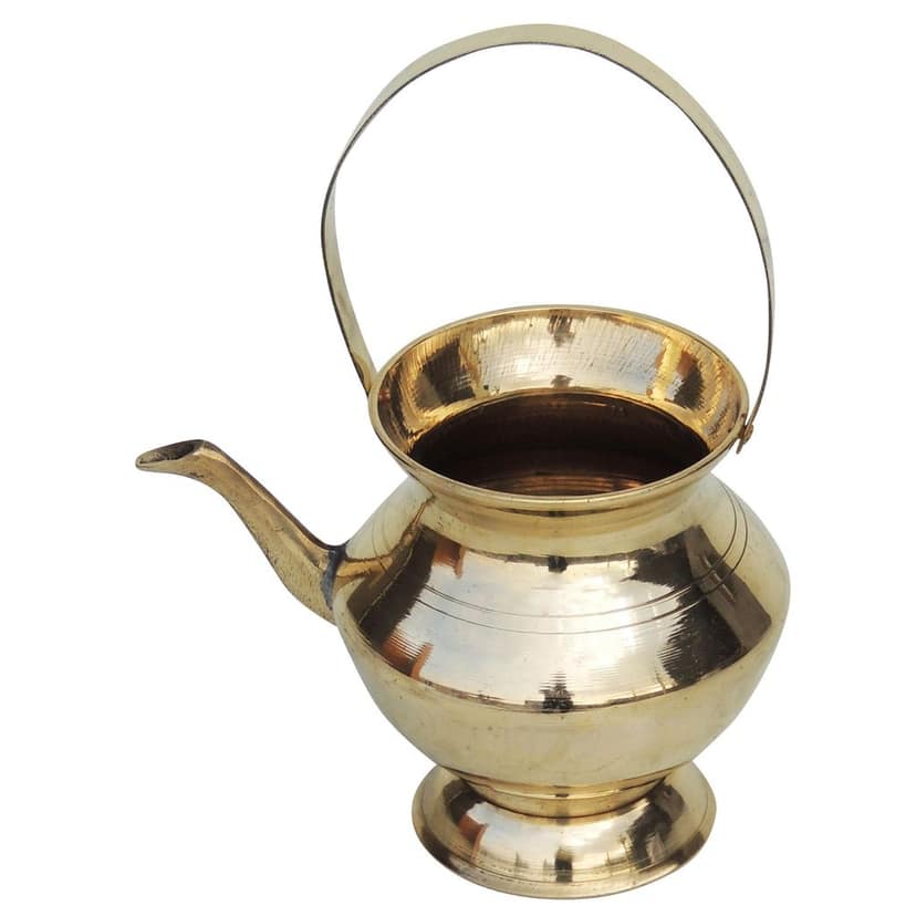 Brass Kamandal 240 ml ? Small Holy Water Pot for Rituals, Height : 4 Inch (ZMAS530 X) view 2