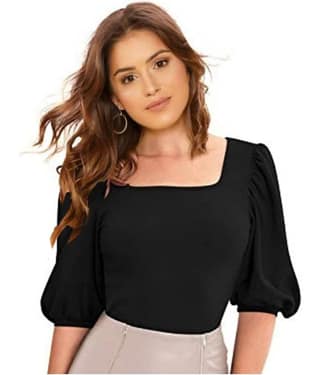 Dream Beauty Fashion Women's Cotton Blend Regular Top ( Black )