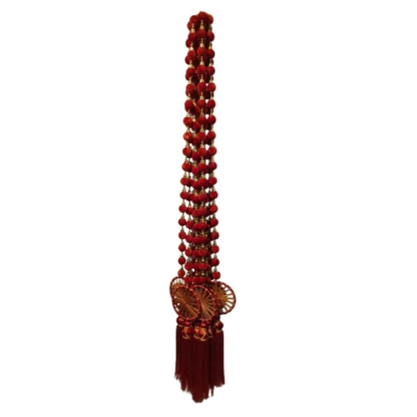 Traditional And Premium Decorative Velvet Pom-Pom Hanging Toran with aesthetic wheel (1 pair )