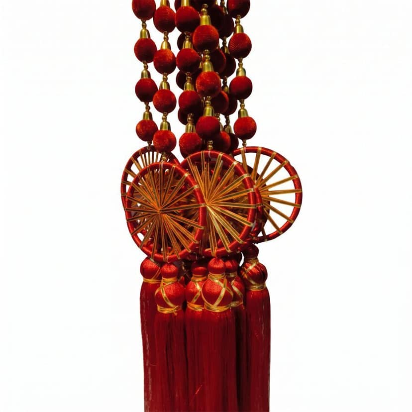 Traditional And Premium Decorative Velvet Pom-Pom Hanging Toran with aesthetic wheel (1 pair ) view 2