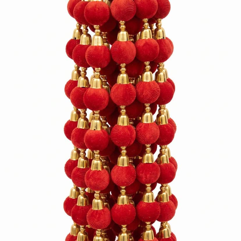 Traditional And Premium Decorative Velvet Pom-Pom Hanging Toran with aesthetic wheel (1 pair ) view 3