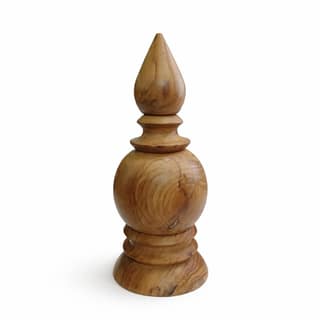 KARTHI7OCT STORE Large Wooden Temple Kalash Dome – 7 Inch Height | Solid Teak Wood Handcrafted Pooja Kalasam for Home Mandir & Gopuram Decoration | Natural Wood Temple Ornament Finial