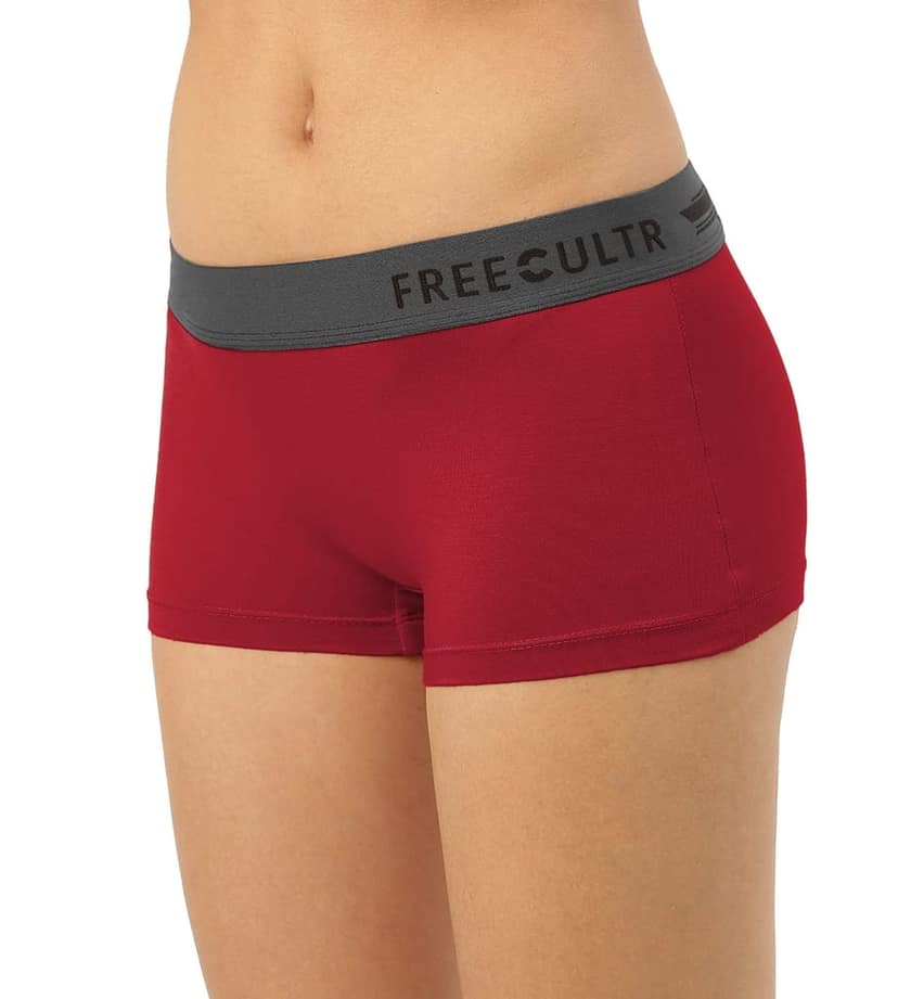 Freecultr Women's Underwear Antibacterial Micromodal Airsoft | Boy Short - Non-Itch, No Chafing, Sweat-Proof Comfort Pack of 1-Sassy Red view 6