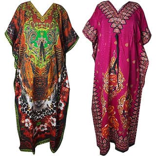 Ukal Combo Pack of 2 Women's Kaftan Dress Cover Up Nightwear Nighty Gown V-Neck Dress