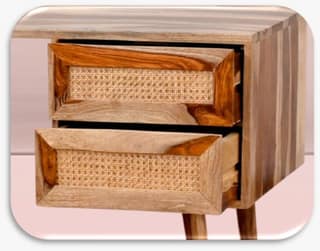 Jamani art craft study table of sheesham wood with Chair ,for Living Dining Bedroom Natural Cane Woven Back and a Comfortable Cane seat