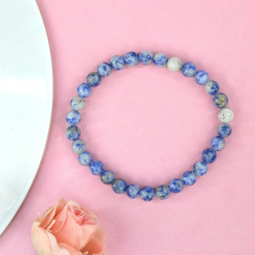 Ekdant Sodalite Crystal Bracelet 8 mm Beads Lab Stretchable Elastic Bracelet Sodalite Semi precious Gemstone view 3