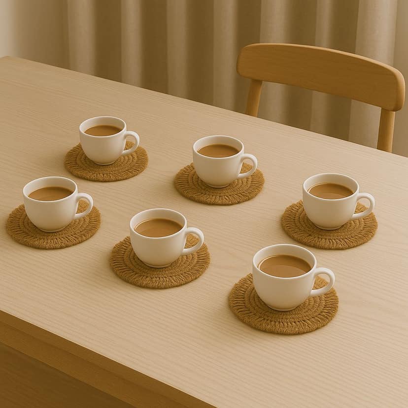 Boho Macramé Tea Coaster Set (6 Pieces) view 2