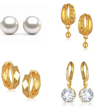 Vighnaharta Golden Stud Earrings ( Pack of 4 )