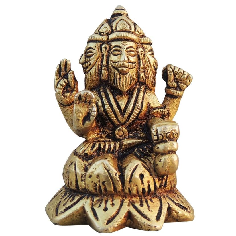 Brass Brahma Ji God Idol Statue � Lord Brahma Brass Murti Home Decor, Height : 2.2 Inch (BSMAS1397 B) view 2