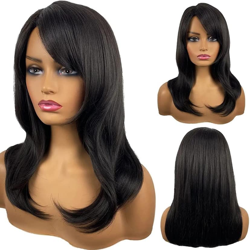 Akashkrishna Hair Wig Dark Brown Synthetic Hair Women's Wig Long Straight Layered and Heat Resistant With Comb view 3
