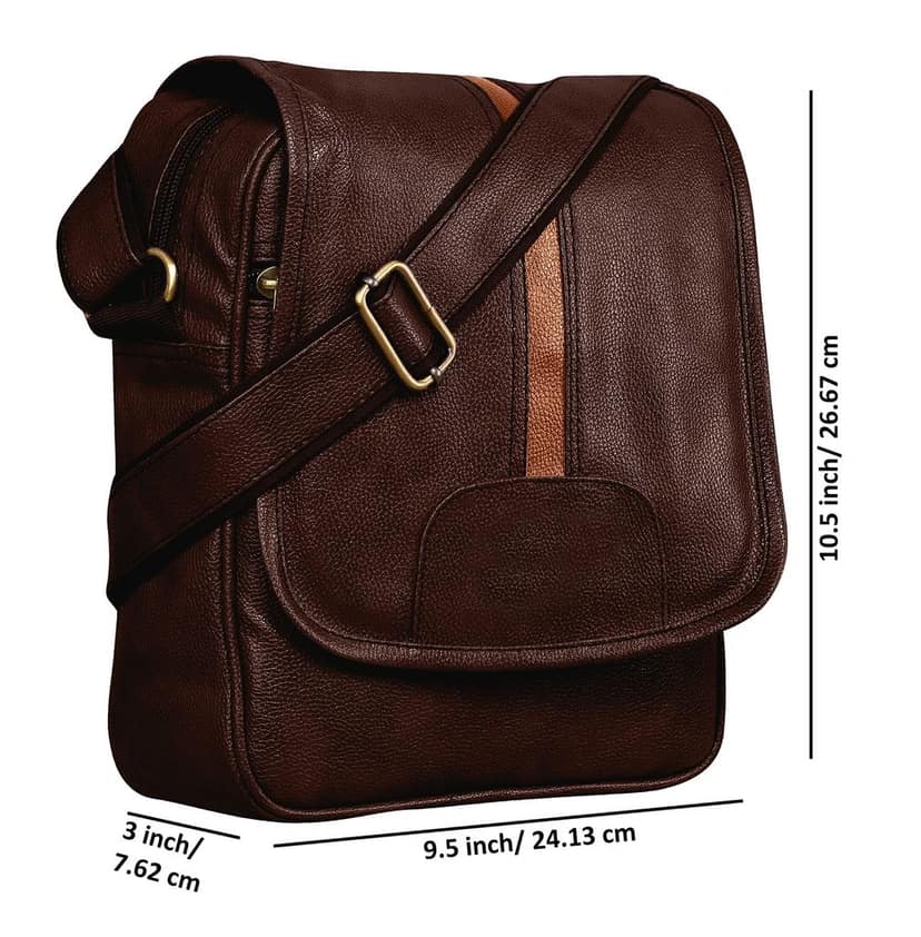 LOREM Tan Casual Faux Leather Cross Body Sling Bag For Men SL01-SL10 view 2