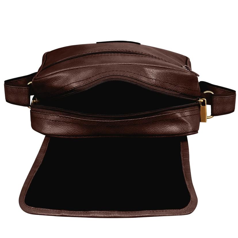 LOREM Tan Casual Faux Leather Cross Body Sling Bag For Men SL01-SL10 view 4