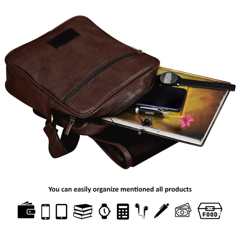 LOREM Tan Casual Faux Leather Cross Body Sling Bag For Men SL01-SL10 view 5