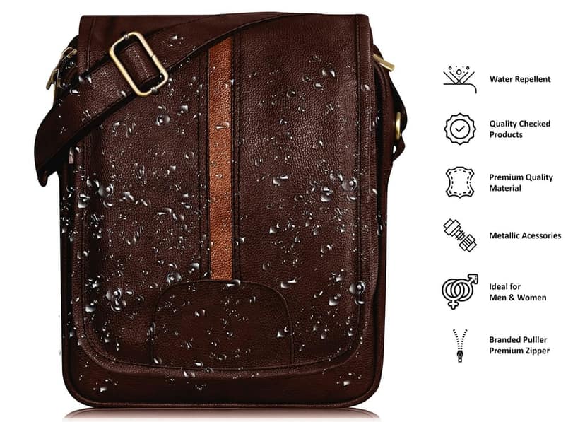LOREM Tan Casual Faux Leather Cross Body Sling Bag For Men SL01-SL10 view 6