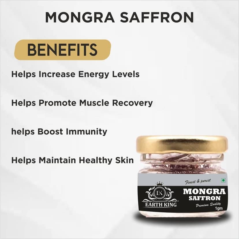 EARTH KING Natural & Finest Grade A++ Mongra Saffron Thread Kesar/Keshar/Zafran/Jafran for Pregnant Women � 2GM (Combo Pack) view 3