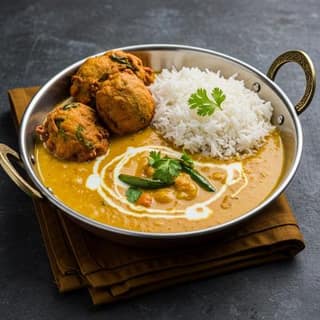 Kadhi Pakora + Plain Rice