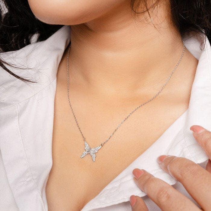 Silver Butterfly Charm Necklace view 2