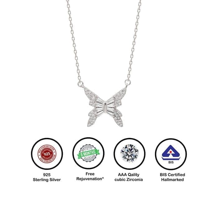 Silver Butterfly Charm Necklace view 6