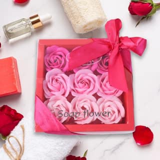 9 Pc Rose Flower Bath Soap (9 Pcs Set)