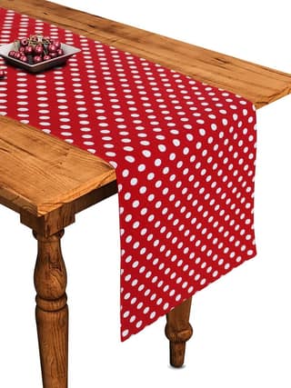 Airwill Cotton Polka Dot Red Designed Pattern Table Runner Length 152cm (Red, Pack of 1)