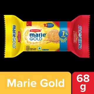 Britannia Marie Gold Biscuits - Light & Crisp, Tea Time Snack, No Trans-Fat, 68 G Pouch