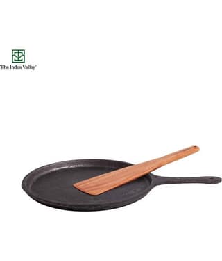 The Indus Valley Neem Wood Flip Spatula + Cast Iron Tawa Tawa