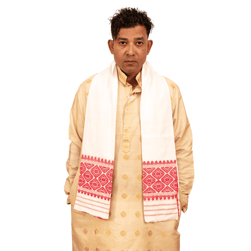 Cotton Gamusa | Traditional Assamese Ceremonial view 2