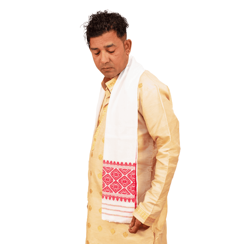 Cotton Gamusa | Traditional Assamese Ceremonial view 3