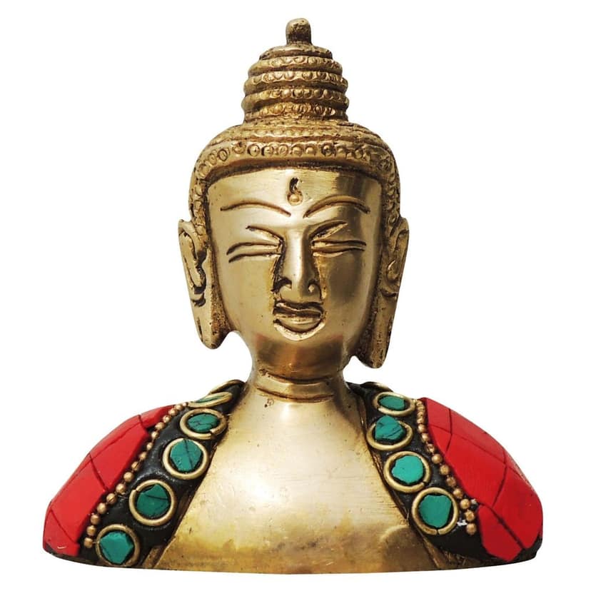 Brass Buddha Face Sculpture - Premium Home Decoration Statue, Height : 3.5 Inch (BSMAS840 B) view 2