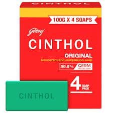 Cinthol Original Deodorant & Complexion Soap, 99.9% Germ Protection, 100 G (Pack Of 4)