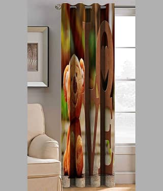 BELLA TRUE Abstract Printed Semi-Transparent Eyelet Curtain 9 ft ( Pack of 1 ) - Multicolor