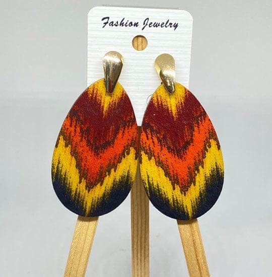 Muticolor Pattern Wooden Drop Earrings