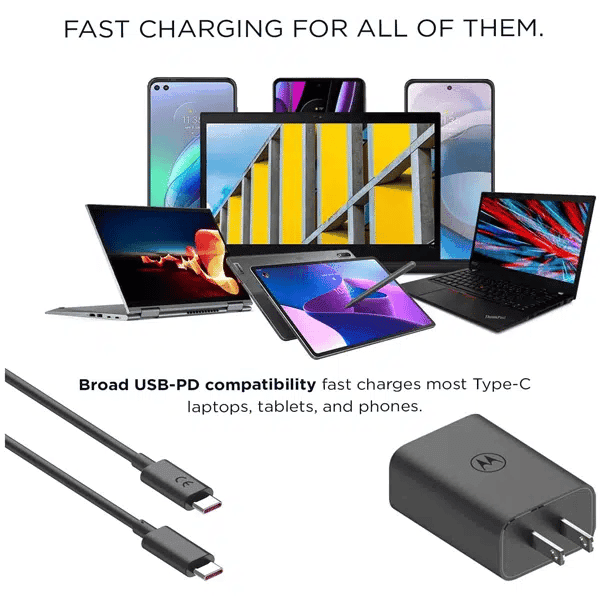 Motorola Turbo Power 68W USB-C Charger with 6.5 AMP USB-C Cable view 5