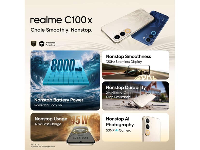 Realme C100X Smartphone, 4GB RAM, 64GB Storage - Deepblue Tides view 2