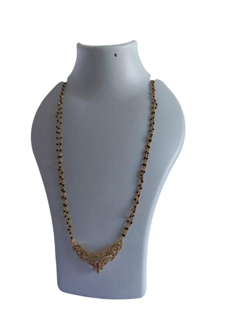 Black Beads Gold Plated Mangalsutra Traditional Indian Necklace for Women view 4