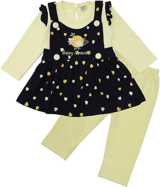 NammaBaby Baby Girls Cotton Blend Dresses ( Yellow )