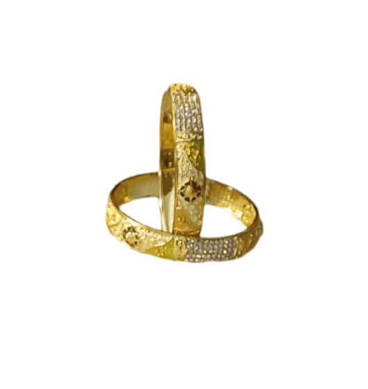Gold Plated Bangle Set with Green Stones