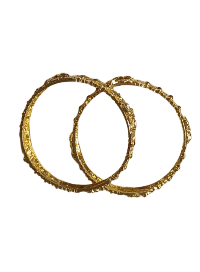 Gold Plated Bangle Set with Green Stones view 2