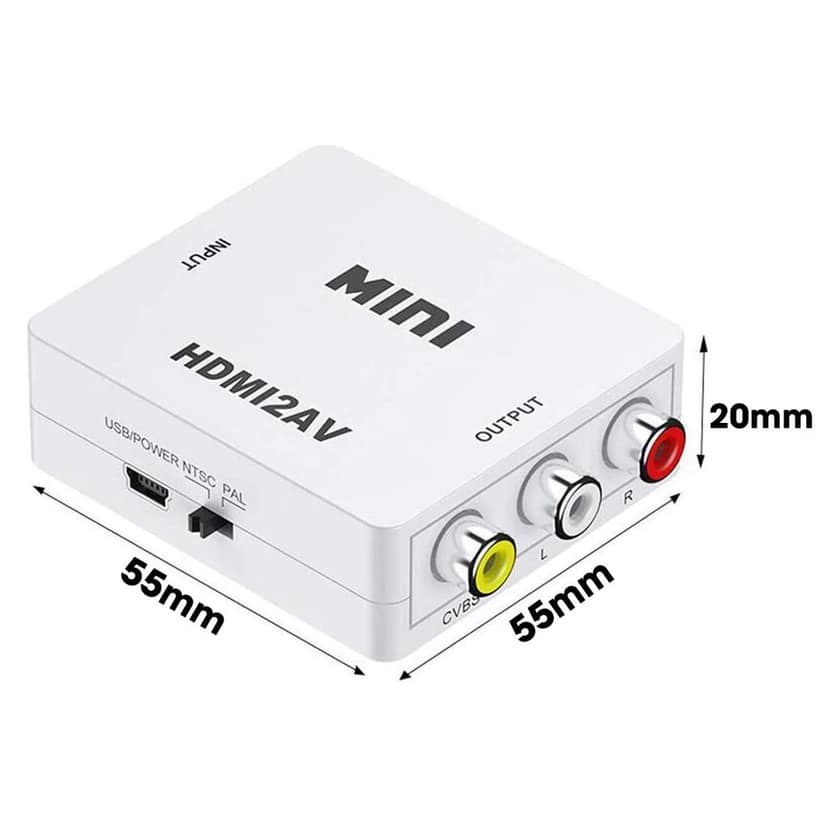 HDMI to RCA,HDMI to AV, 1080P HDMI to 3RCA CVBS AV Composite Video Audio Converter Adapter Supports PAL/NTSC with USB Charge Cable for PC Laptop HDTV DVD view 3