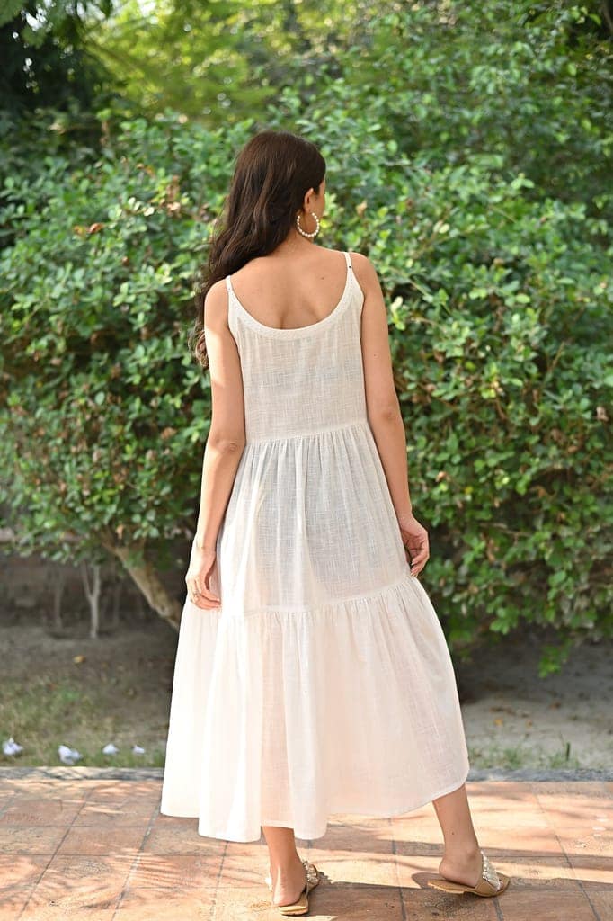 Jasmine Sindhi Hand Embroidered Cotton Strappy Dress view 5