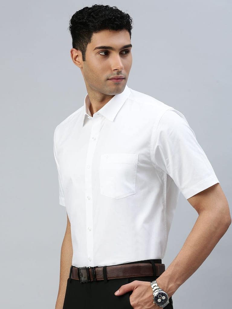 Mens Stain Proof White Shirt Half Sleeves Clean White view 3
