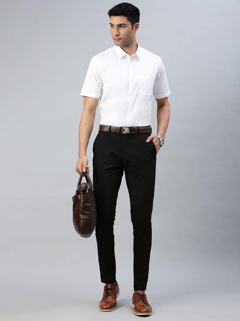 Mens Stain Proof White Shirt Half Sleeves Clean White view 5