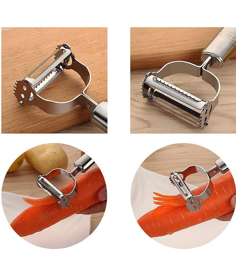 KRAMOX -in-1 Julienne & Vegetable Peeler – Stainless Steel Multipurpose Slicer, Fruit & Veggie Cutter, Adjustable Kitchen Tool for Salad, Potato, Noodles – Medium view 2