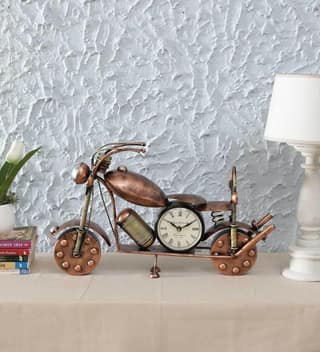 ANTIQUE TABLE TOP METAL BULLET BIKE WITH CLOCK SHOWPIECES HOME/ RESTAURANT/ OFFICE DECOR/ TABLE DECOR/DRAWING ROOM DECOR / GIFT ITEM