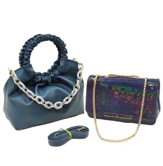 Magnifique Women's Hand/Sling/Side Bag/purse Polyurethane Western (Silver)