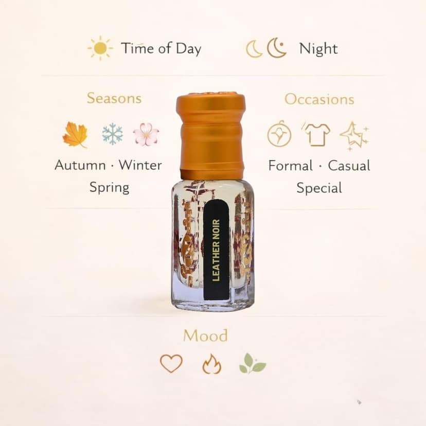 alnaqi fragrances Leather-Noir-Attar 12ml - Luxury Men's Leather Fragrance Oil, No Alcohol Concentrated Spicy-Leather-Attar, High-Strength Saffron-Amber-Scent, Original Executive-Ittar view 3
