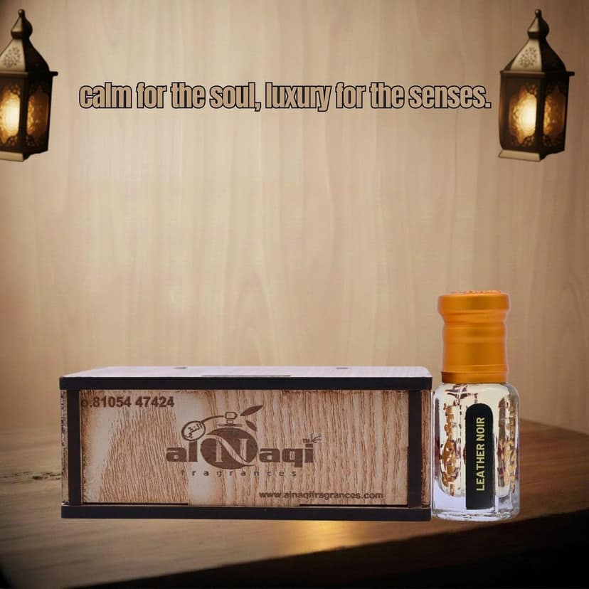 alnaqi fragrances Leather-Noir-Attar 12ml - Luxury Men's Leather Fragrance Oil, No Alcohol Concentrated Spicy-Leather-Attar, High-Strength Saffron-Amber-Scent, Original Executive-Ittar view 4