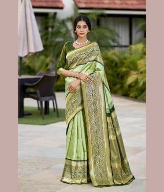 Sariya Jacquard Woven Saree With Unstitched Blouse Piece ( LightGreen )