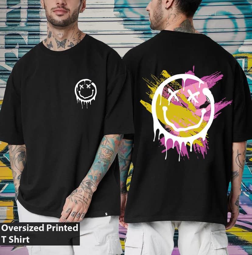 SCOTT FINCHER Men's Nirvana Smiley Face T-Shirt, Black : AA(ARN)BLACK_261 view 3