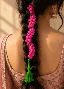 Handmade White Crochet Hair Gajra for Women view 3